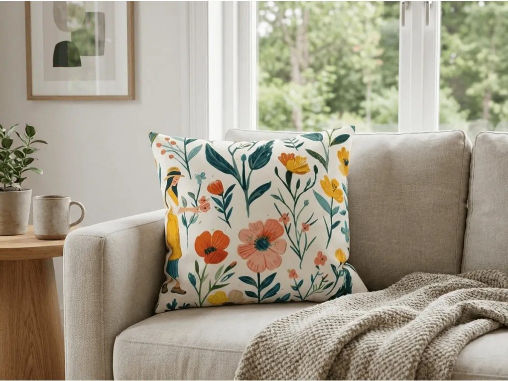 Bawełniana poszewka na poduszkę FLOVINA POLY 45x45 cm, kolorowa