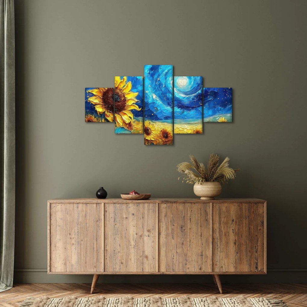 Obraz - Malowanie słoneczników (125x70 cm)
