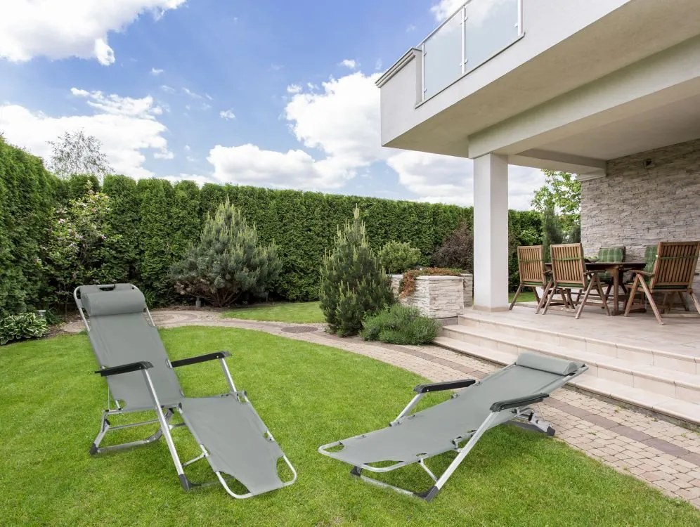 Składany leżak ogrodowy z regulacją Santora 010, szary