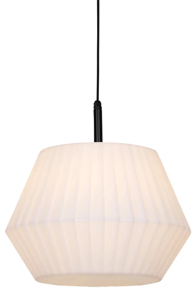 Zewnetrzna Nowoczesna lampa wisząca zewnętrzna czarna z białym kloszem 45,6 cm IP44 - Robbert Nowoczesny Oswietlenie zewnetrzne