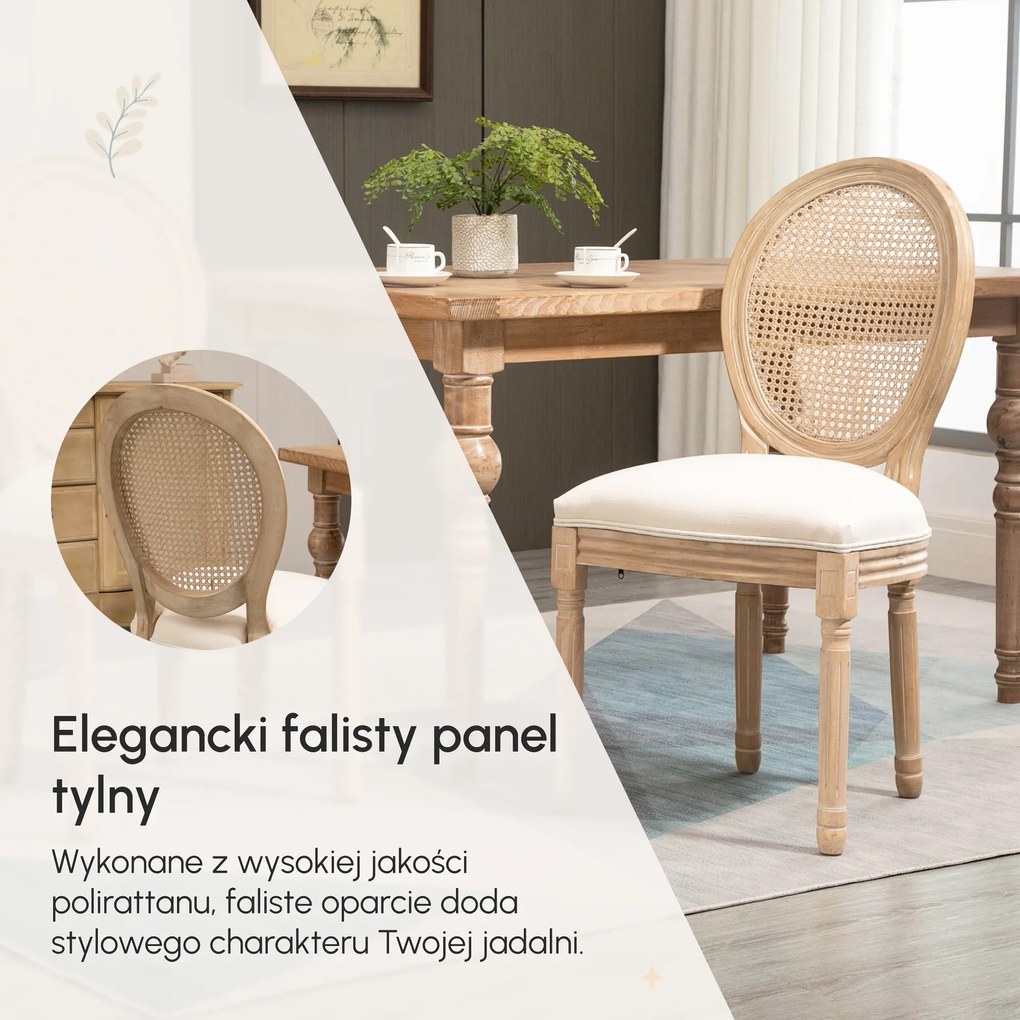 HOMCOM Zestaw 2 krzeseł jadalnianych wygodne i stylowe wymiary 49x56x96 cm do salonu | Aosom PL
