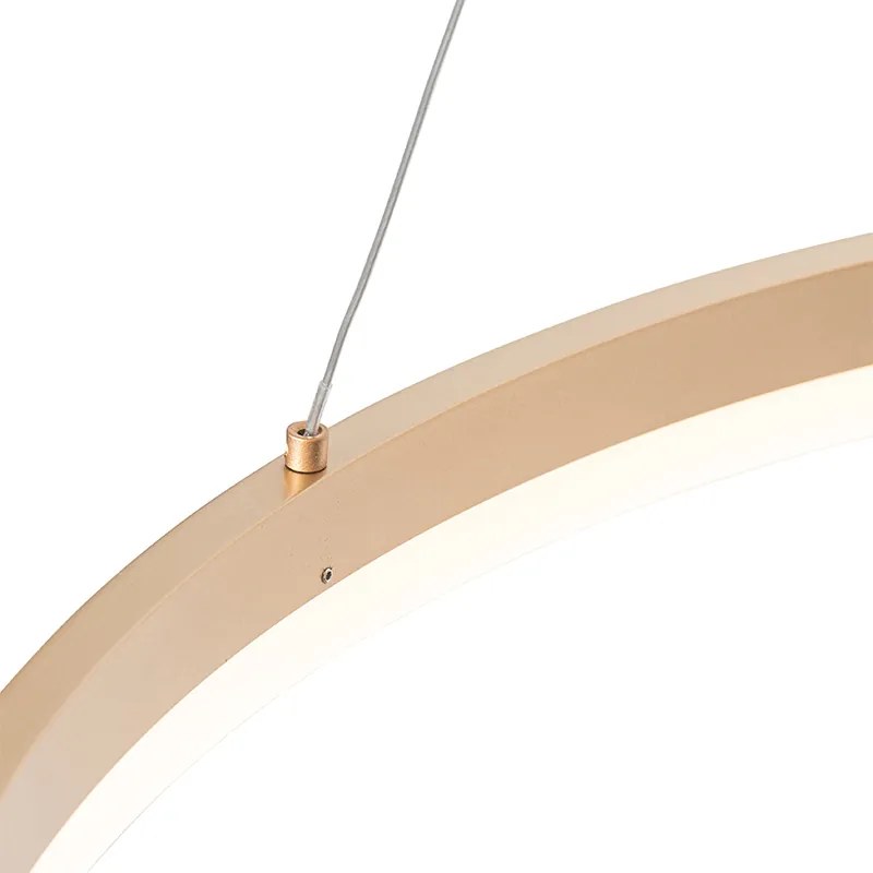 Designerska lampa wisząca złota 80 cm z wbudowanym LED o 3 stopniach ściemniania - AnelloDesignerski Oswietlenie wewnetrzne