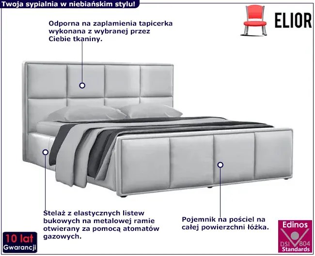 Łóżko tapicerowane Estilo Noble 200x200 - 44 kolory