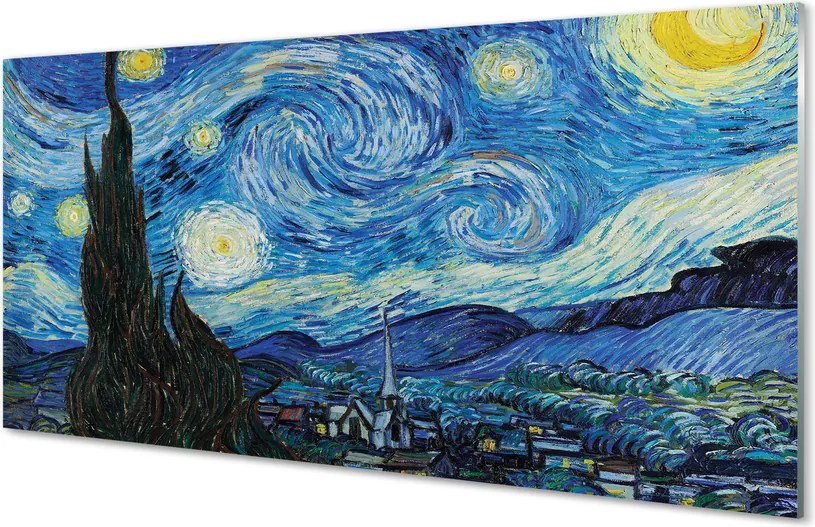 Szklany Panel Gwiaździsta Noc - Van Gogh
