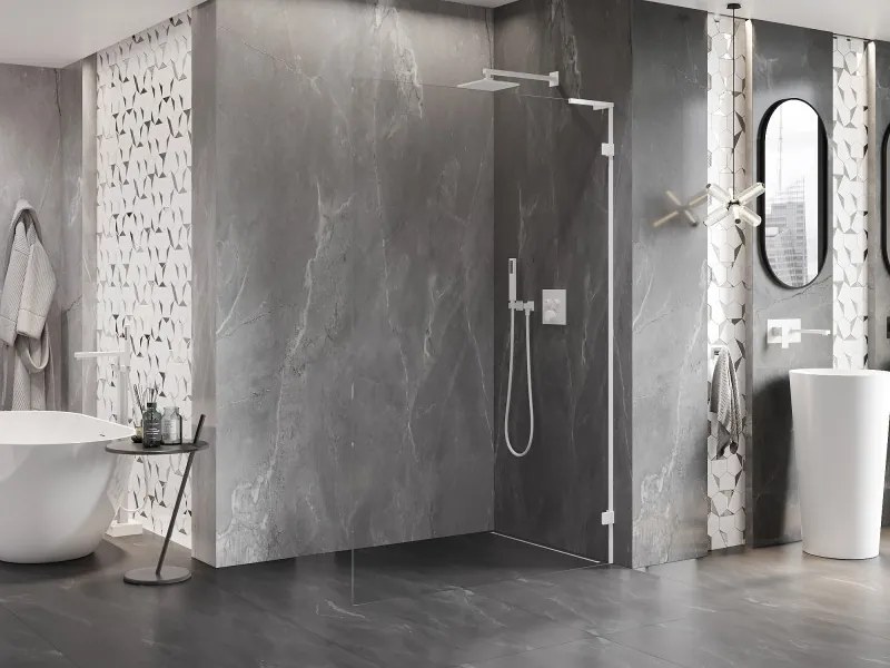 Mexen Lunar L ścianka prysznicowa Walk-in prawa 120 x 200 cm, transparent 8 mm, biała - 830L-120-000-20-00-P