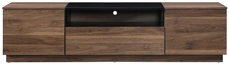 Szafka RTV 2-drzwiowa z 1 szufladą i 1 wnęką - Ciemny naturalny i Czarny - CEMILINA