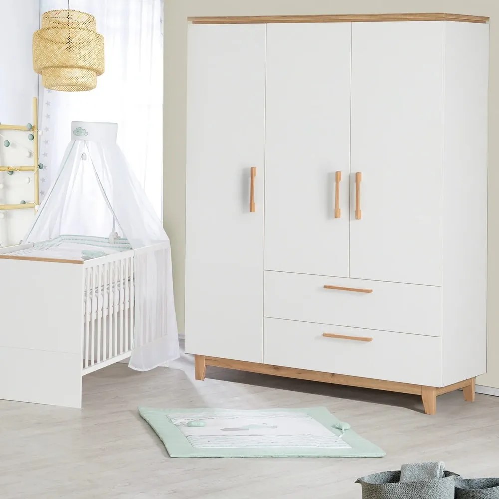 Biała szafa dziecięca w dekorze dębu 135x200 cm Finn – Roba
