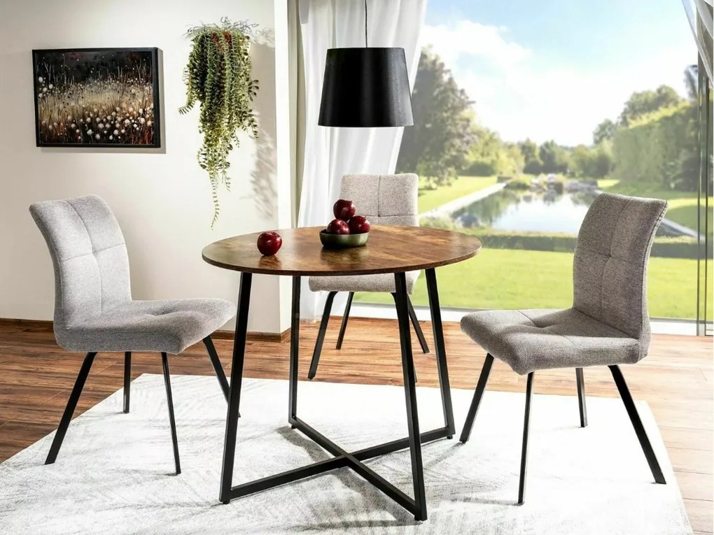 Okrągły stół jadalniany LUNA 90 cm, rustykalnie brązowy