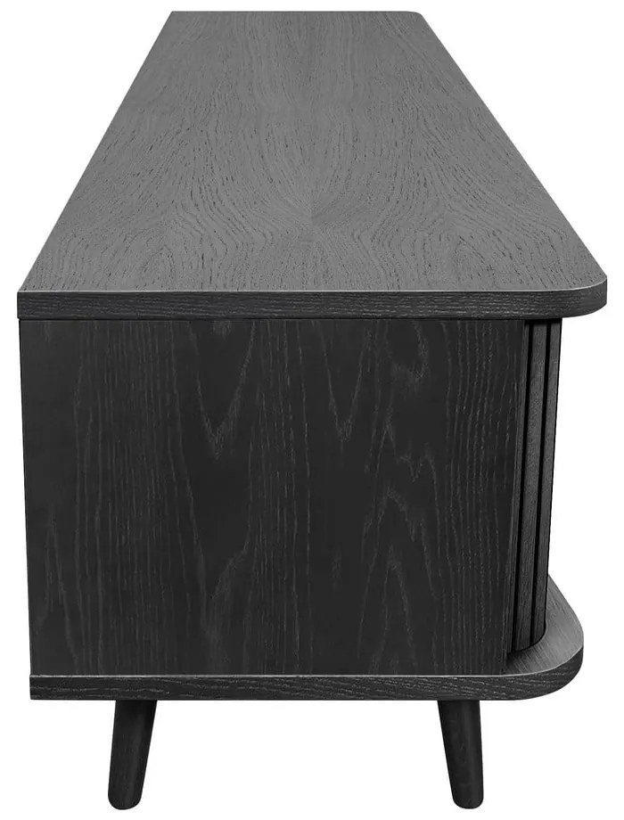 Czarna szafka pod TV w dekorze dębu 178x50x40 cm Rove – Woodman