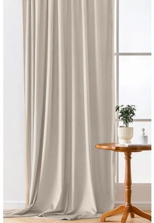 Beżowa zasłona zaciemniająca VELVET 140x250 cm Zawieszanie: Metalowe pierścienie