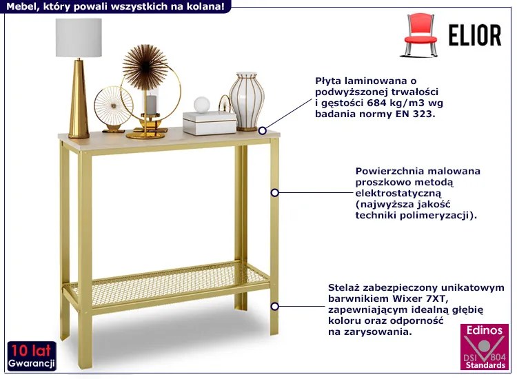 Nowoczesna konsola z metalowym stelażem złoty + dąb sonoma - Atrosa 3X