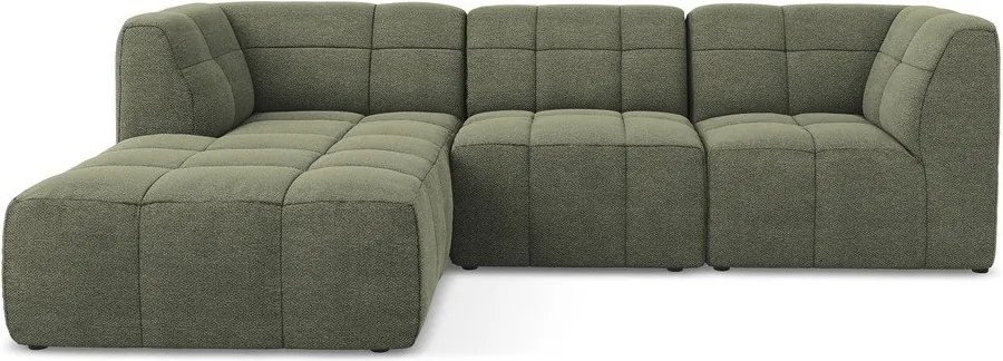 Zielony narożnik z materiału bouclé (lewostronny/z szezlongiem) Aloha – Makamii