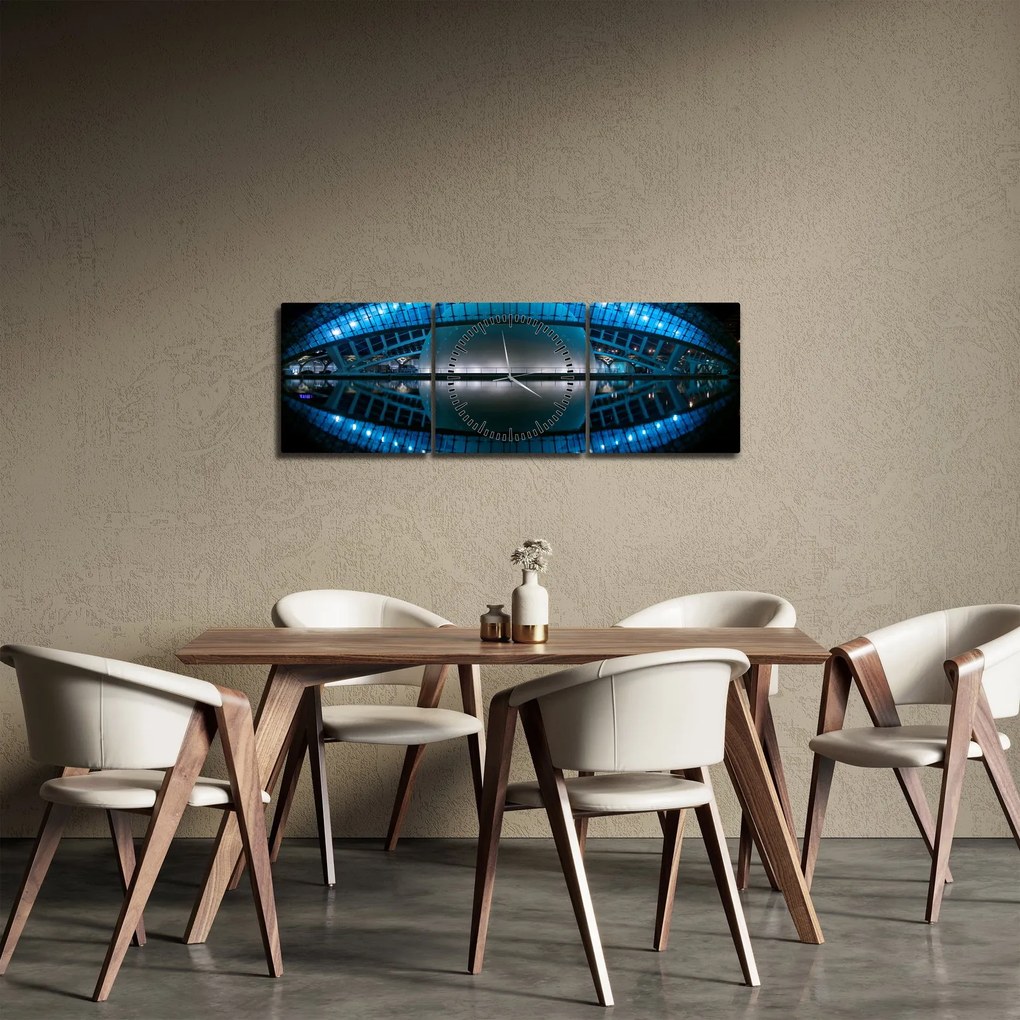 Obraz stadionu piłkarskiego (z zegarem) (90x30 cm)