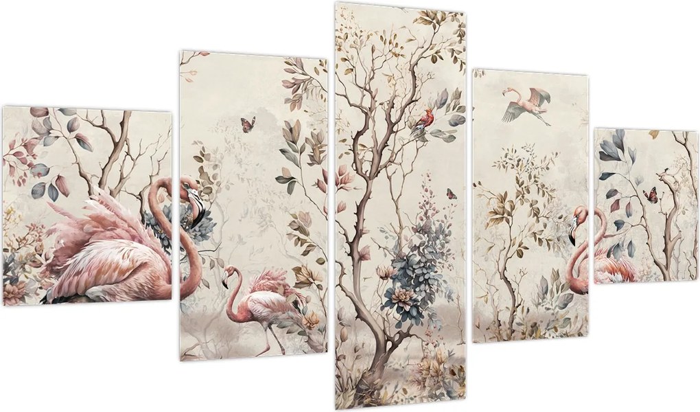 Obraz - Rysunek flamingów (125x70 cm)