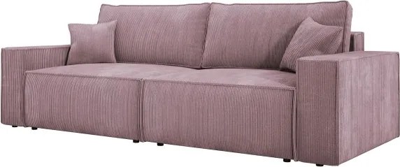 Kanapa KASJO Lewostronny Sofo-Narożnik z funkcją spania i poduszkami, 2x pojemnik POSO 027 Różowy DOMOHOME