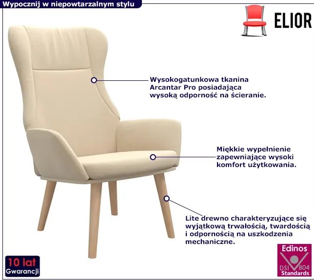 Kremowy tapicerowany fotel do czytania F2-L29