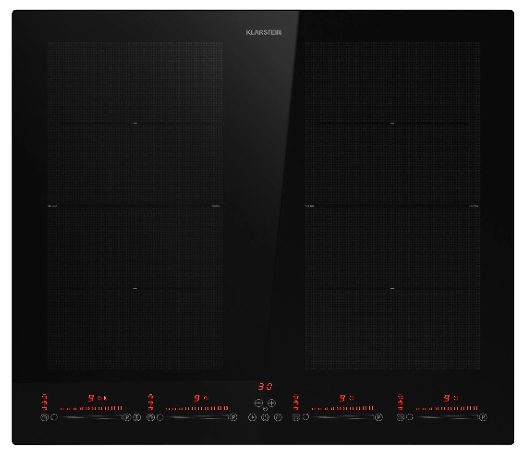 Klarstein Masterzone 60 Flex płyta indukcyjna do zabudowy, 4 strefy Flex, ThermoBoost, technologia Smart Flex, maks. 9600 W