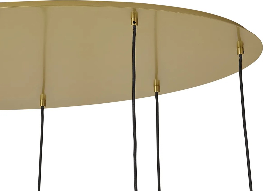 Lampa wisząca w stylu Hotel Chic mosiężna z niebiesko-zielonym szkłem 8-punktowa - Qara