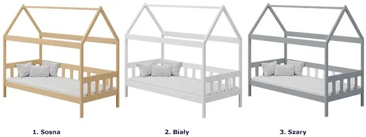 Szare łóżko domek dla dziecka plus materac - Laros 3X 190x90 cm