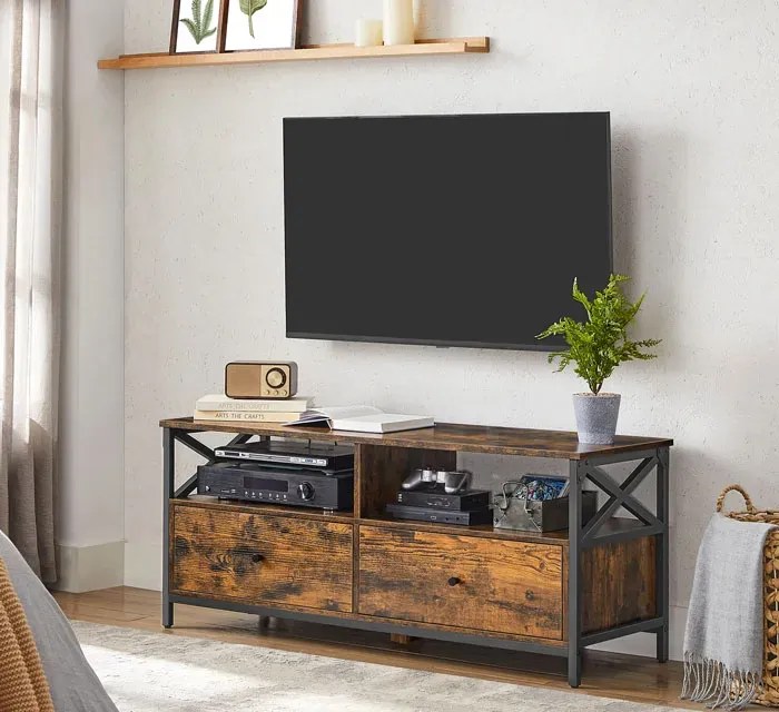 Loftowa szafka pod telewizor z 2 szufladami B4-N33