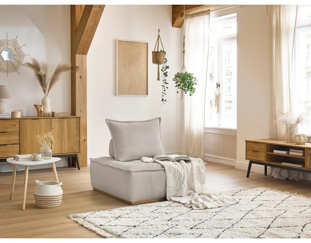 Beżowy fotel z tkaniny szenilowej Elisa – Bobochic Paris