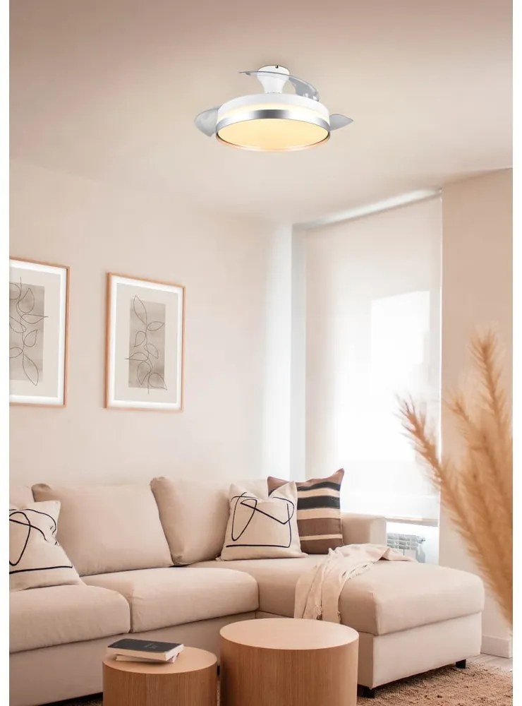 Biała/w kolorze srebra lampa sufitowa LED Lindberg – Trio