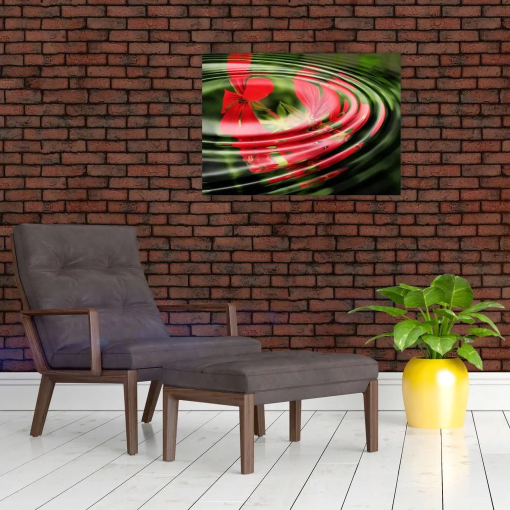 Obraz na szkle - abstrakcyjny obraz - kwiaty w falach (70x50 cm)