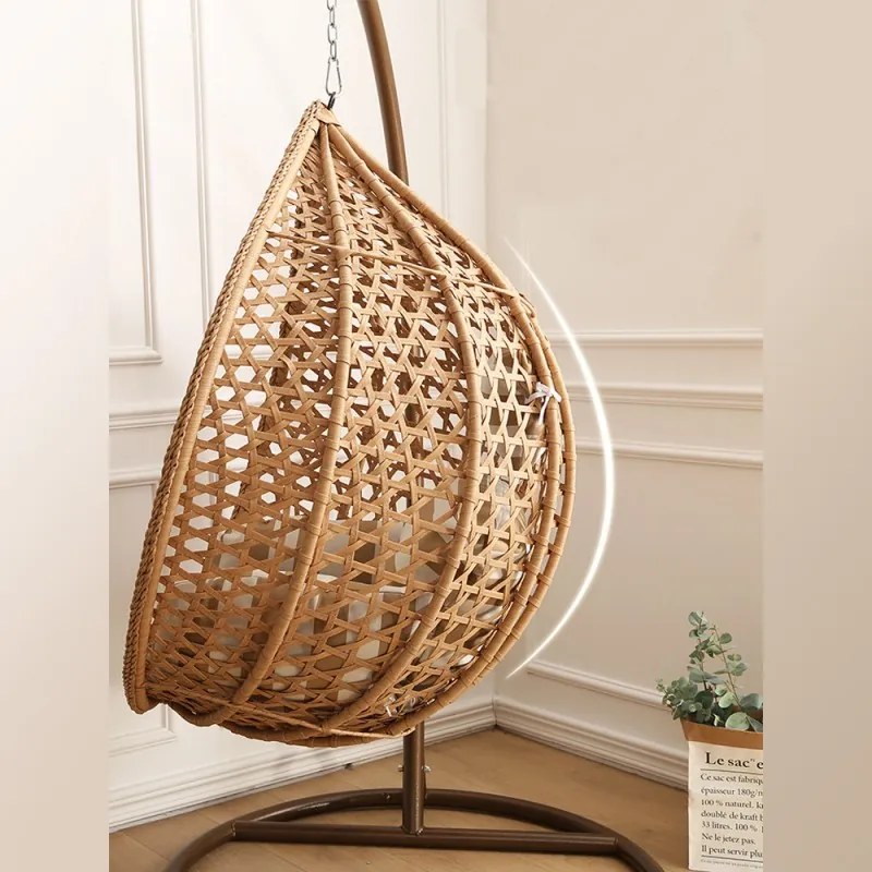 PROMOCJA Jasnobrązowe wiszące krzesło TROPIKAL ze stojakiem II. jakość