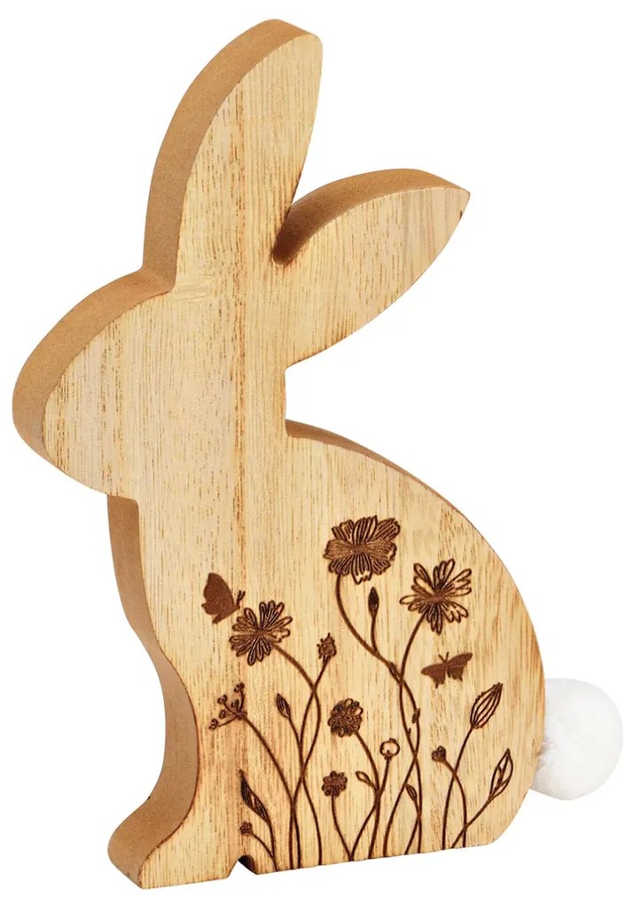Wielkanocny drewniany zając FLORAL BUNNY 18 cm