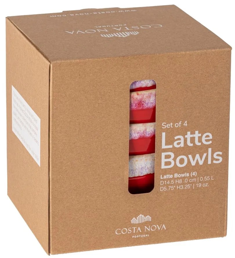 Czerwone kamionkowe miski zestaw 4 szt. ø 15 cm Latte – Costa Nova