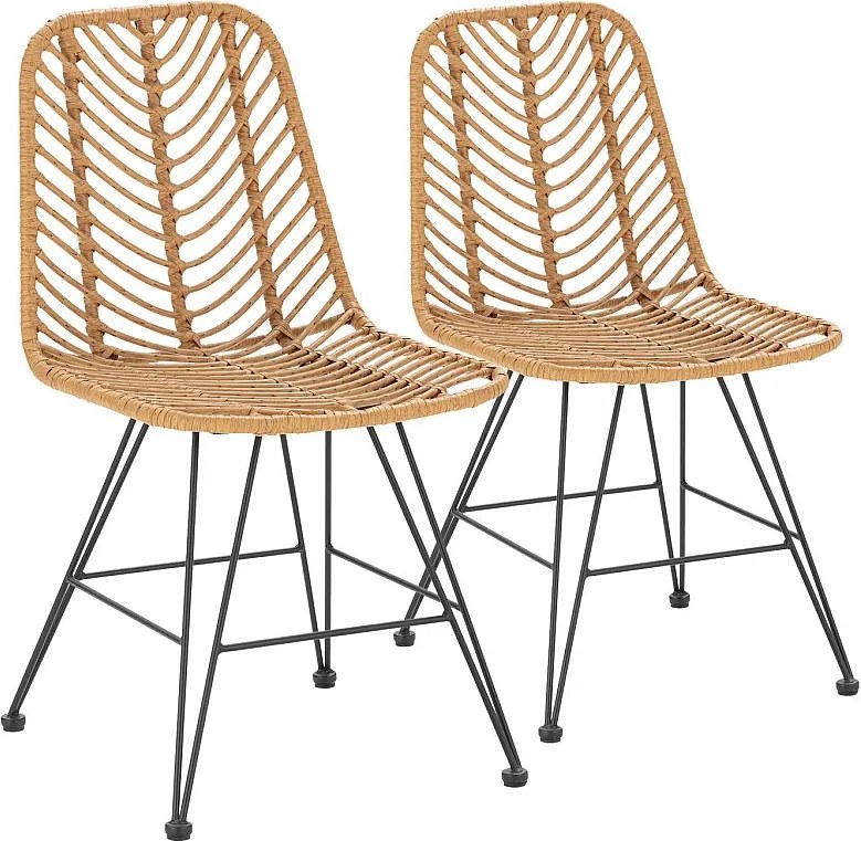 Pakiet dwóch krzeseł do jadalni lub ogrodu Emi Rattan/Czarny