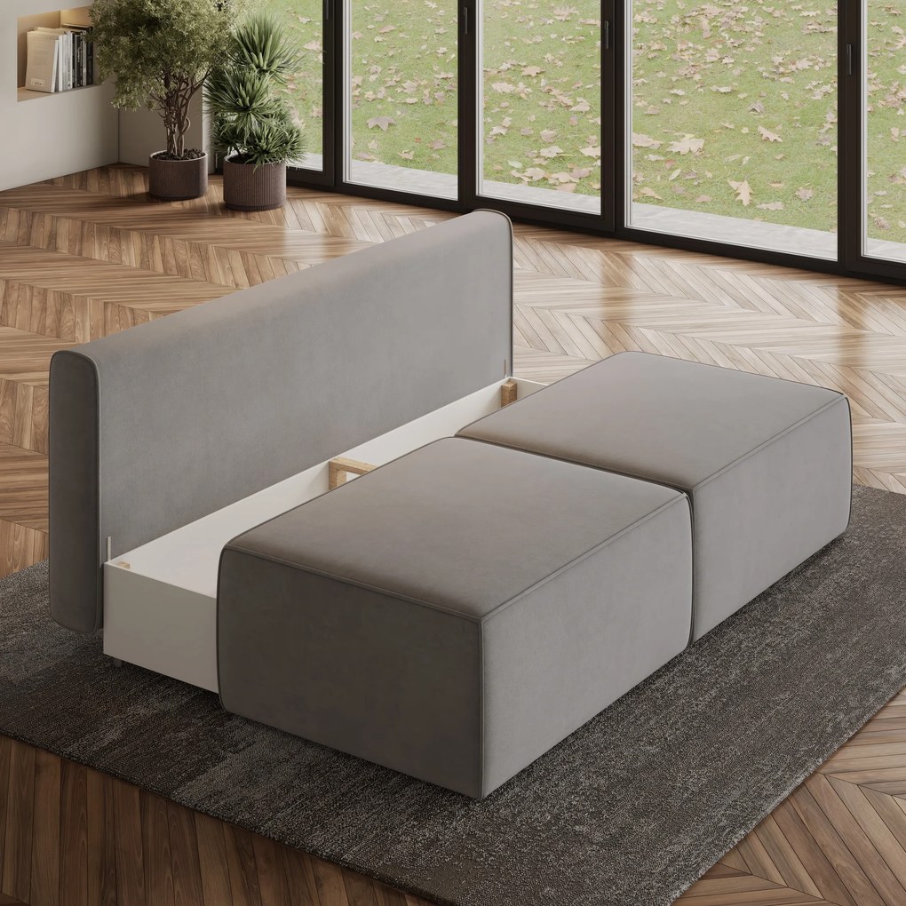 Masseno Narożnik VARNA z funkcją spania i pojemnikiem na pościel Narozniki L, Rozkładana sofa - Jasnoszary, MONOLITH 84