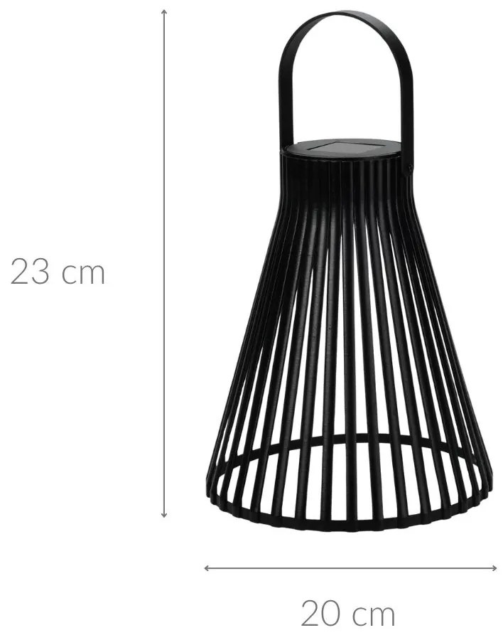 Lampion solarny, czarny, 23 cm