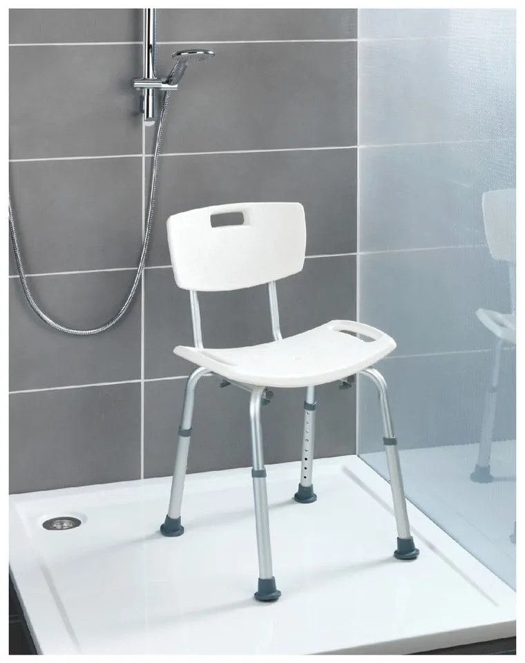 Taboret z oparciem pod prysznic Wenko Stool With Back, 54x49 cm