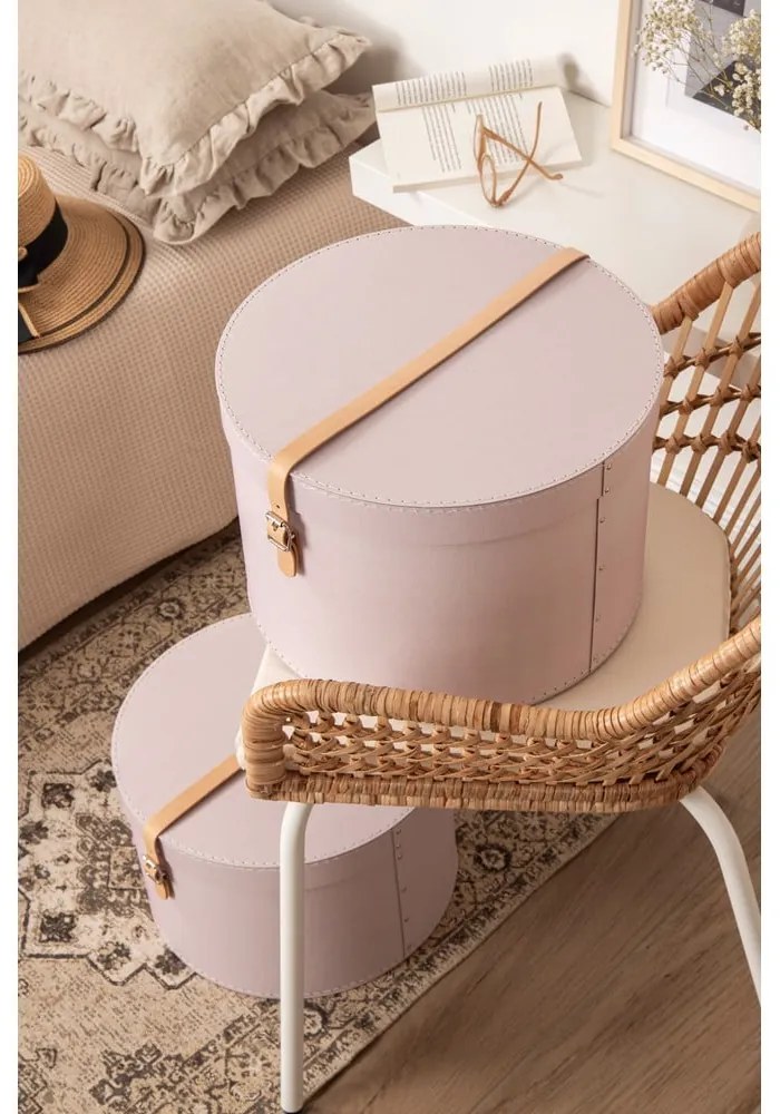 Jasnoróżowe kartonowe pojemniki zestaw 2 szt. z pokrywką ø 37,5x25 cm Rut Restore Paper Laminate – Bigso