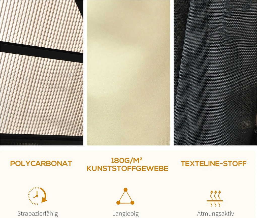 Outsunny Pawilon ogrodowy hardtop 4 2x3 6 m z zasłonami i moskitierą aluminiowa konstrukcja brąz kremowy | Aosom PL