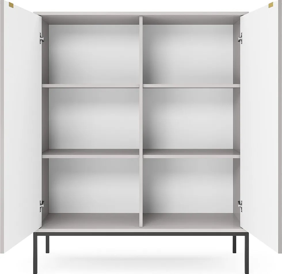 Komoda: 2 drzwi, szary, czarny, 104 x 125 x 39 cm, złote uchwyty