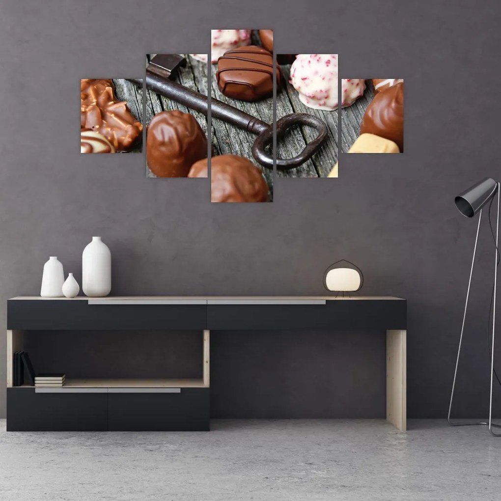 Obraz czekolady i kluczy (125x70 cm)
