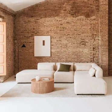Sofa Modułowy Narożny 4-częściowy Z Podwójnym Szezlongiem Fogler Tkanina Baranek Boucle Kremowy Beż - Sklum