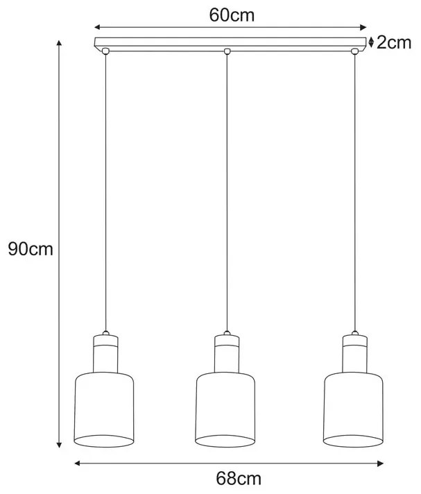 Potrójna lampa wisząca na listwie nad stół - 3X A471 S2-Z63