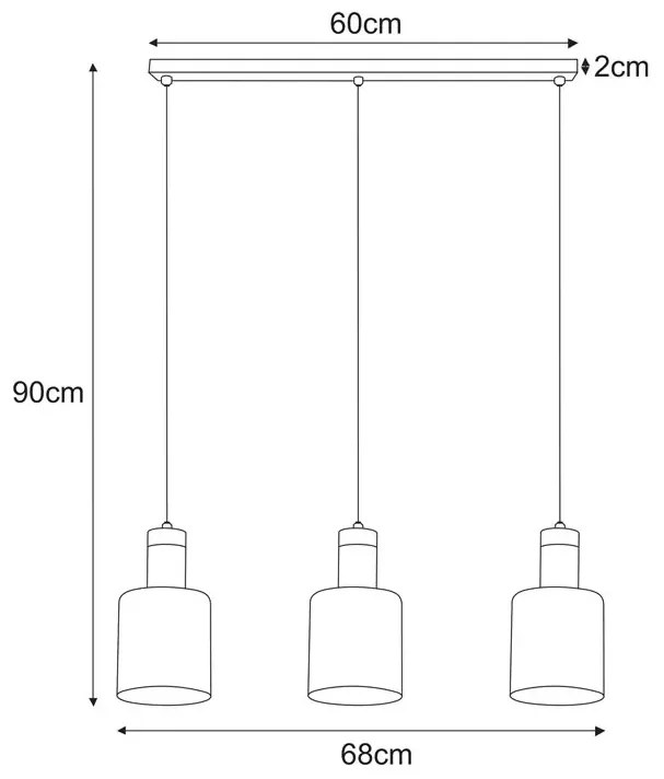 Potrójna lampa wisząca na listwie nad stół - A471-Gres