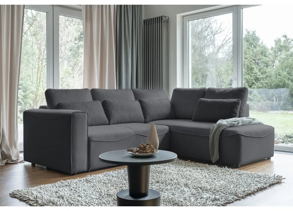 Ciemnoszary rozkładany narożnik (róg zmienny) Homely Tommy – Miuform