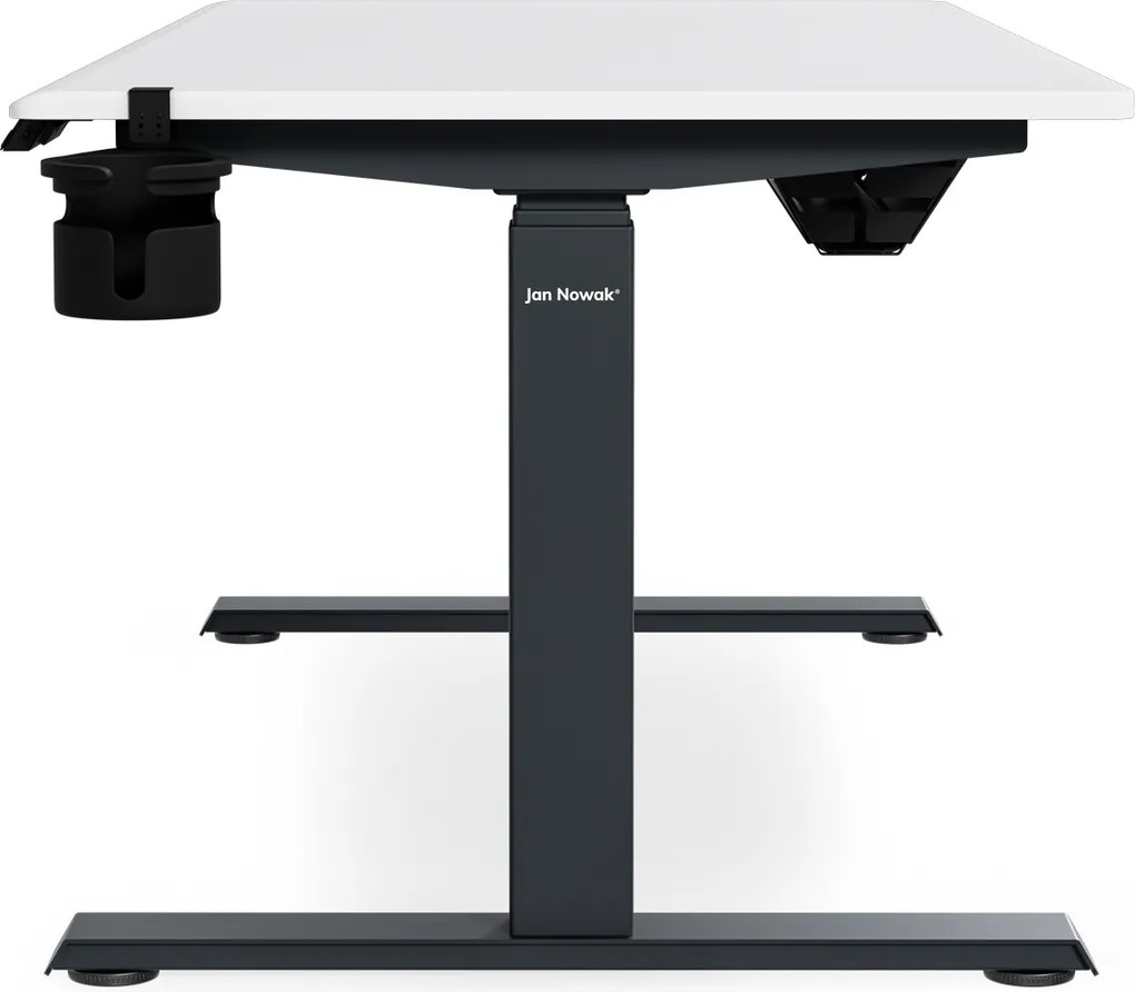 Biurko elektryczne z regulacją wysokości ergonomiczne antracytowo-białe, 1400x700 mm: ARIA