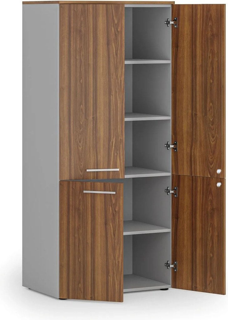 Szafa biurowa pół-drzwi PRIMO GRAY, 800 x 500 x 1781 mm, szary/orzech