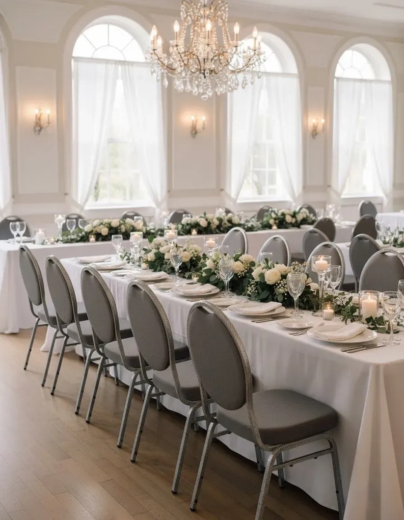 Szare krzesło bankietowe sztaplowane R9-R42