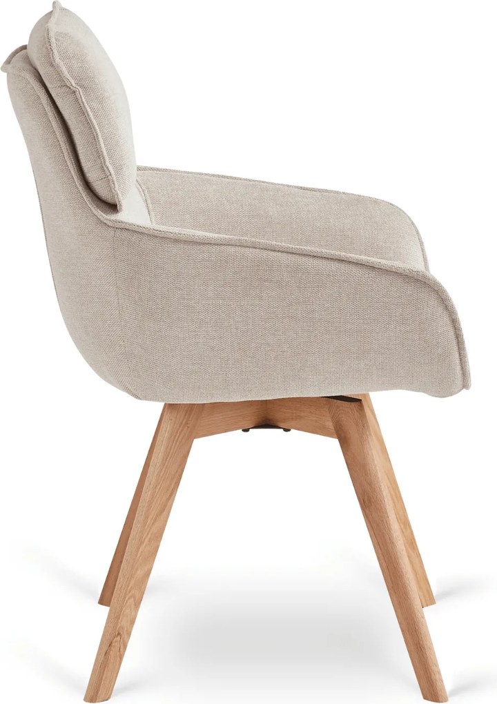 Krzesło Tapicerowane Obrotowe DIAS Beżowe Nowoczesne