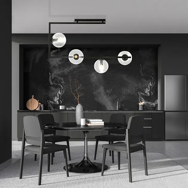 Loftowa lampa sufitowa z przezroczystymi kloszami  - D107-Solini