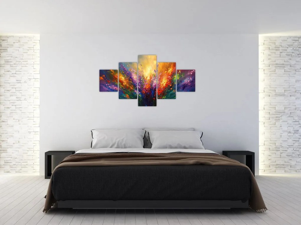 Obraz - Abstrakcja kwiatów (125x70 cm)
