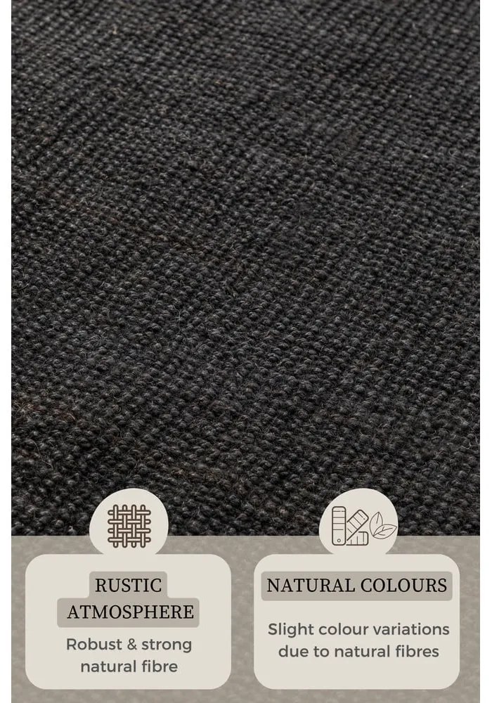 Czarny chodnik z juty 80x200 cm Bouclé – Hanse Home