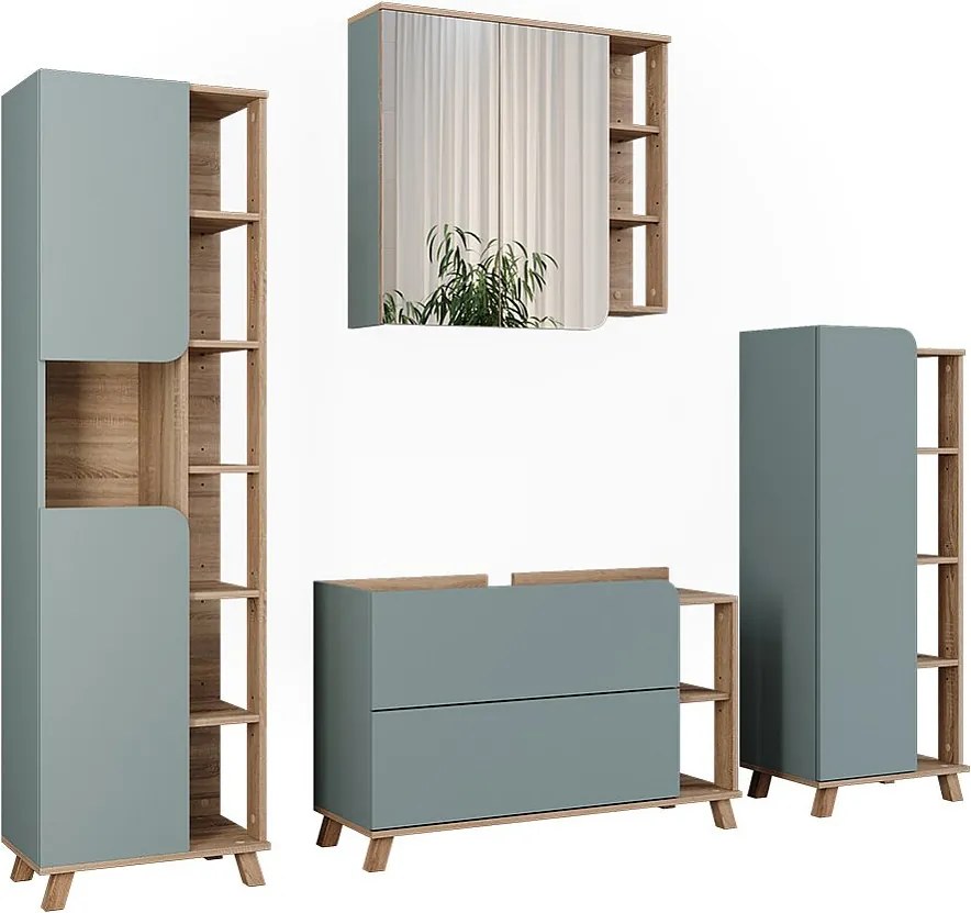 Zestaw mebli łazienkowych sonoma/niebieski 100x35x65 karen